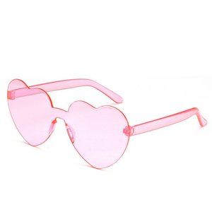 Transparent Pink Heart Shape Clear Frame Sunglasses Glasses Pink SALE 2 FOR 15